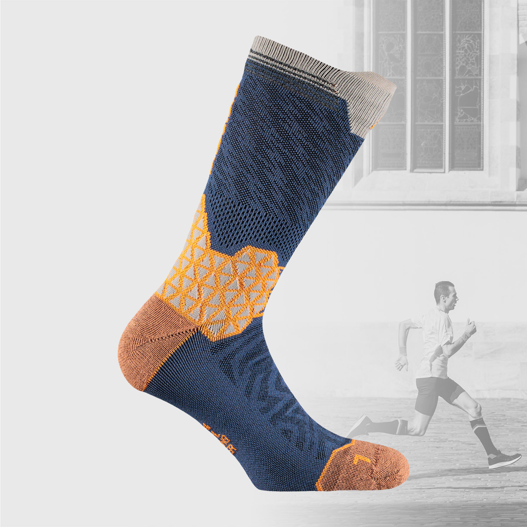 Puma Iron Blue-Trail running socks with copper technology and light compression