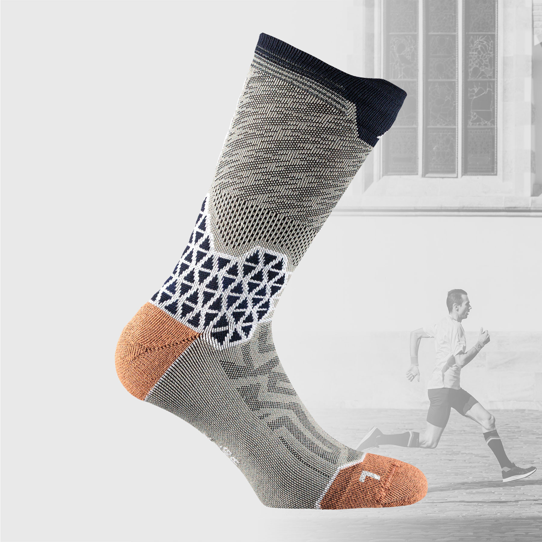 Puma Grey-Trail running socks with copper technology and light compression